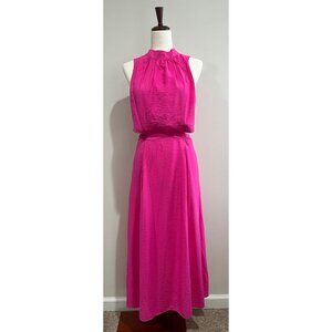 Sofia Vergara Halter Midi Dress Womens M Pink Sleeveless Cutout Rayon Blend